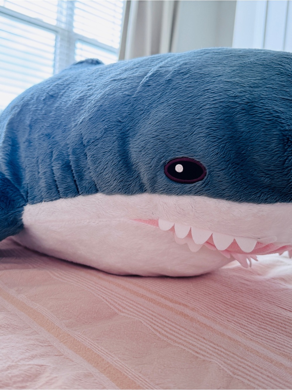 IKEA Plush Shark Pillow - Blue, White, Pink Accent